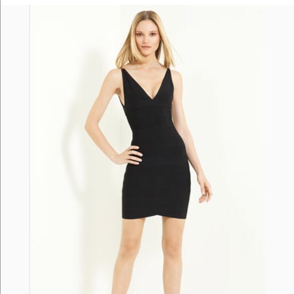Herve Leger Signature V dress in Black, size XS